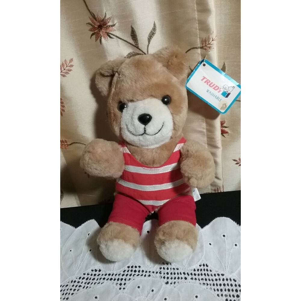 Vintage Trudy Toys Teddy Bear Plush with Tag 1983 Korea